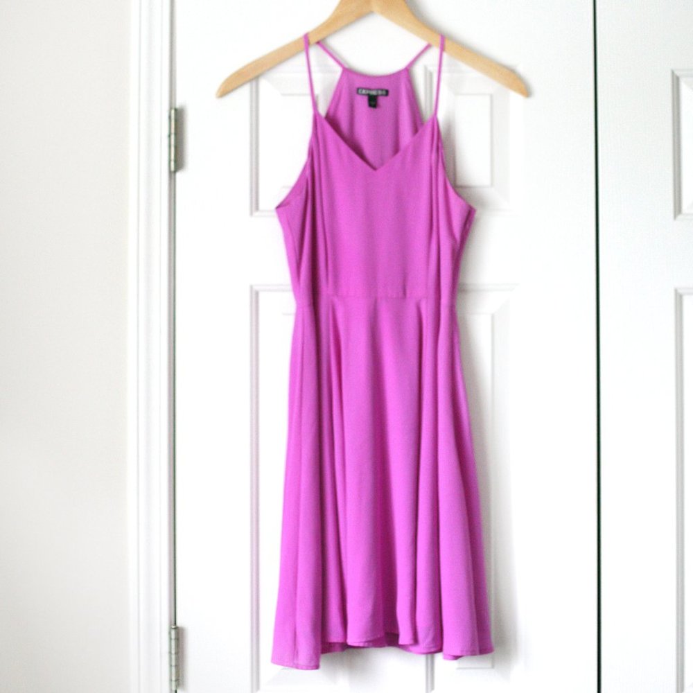Express orchid, fit and flare sleeveless dress